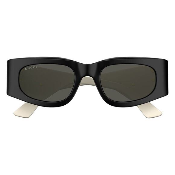 GUCCI GG1664S 001 Black Gold Ivory Grey Oval Unisex Sunglasses AUTHENTIC main image 6